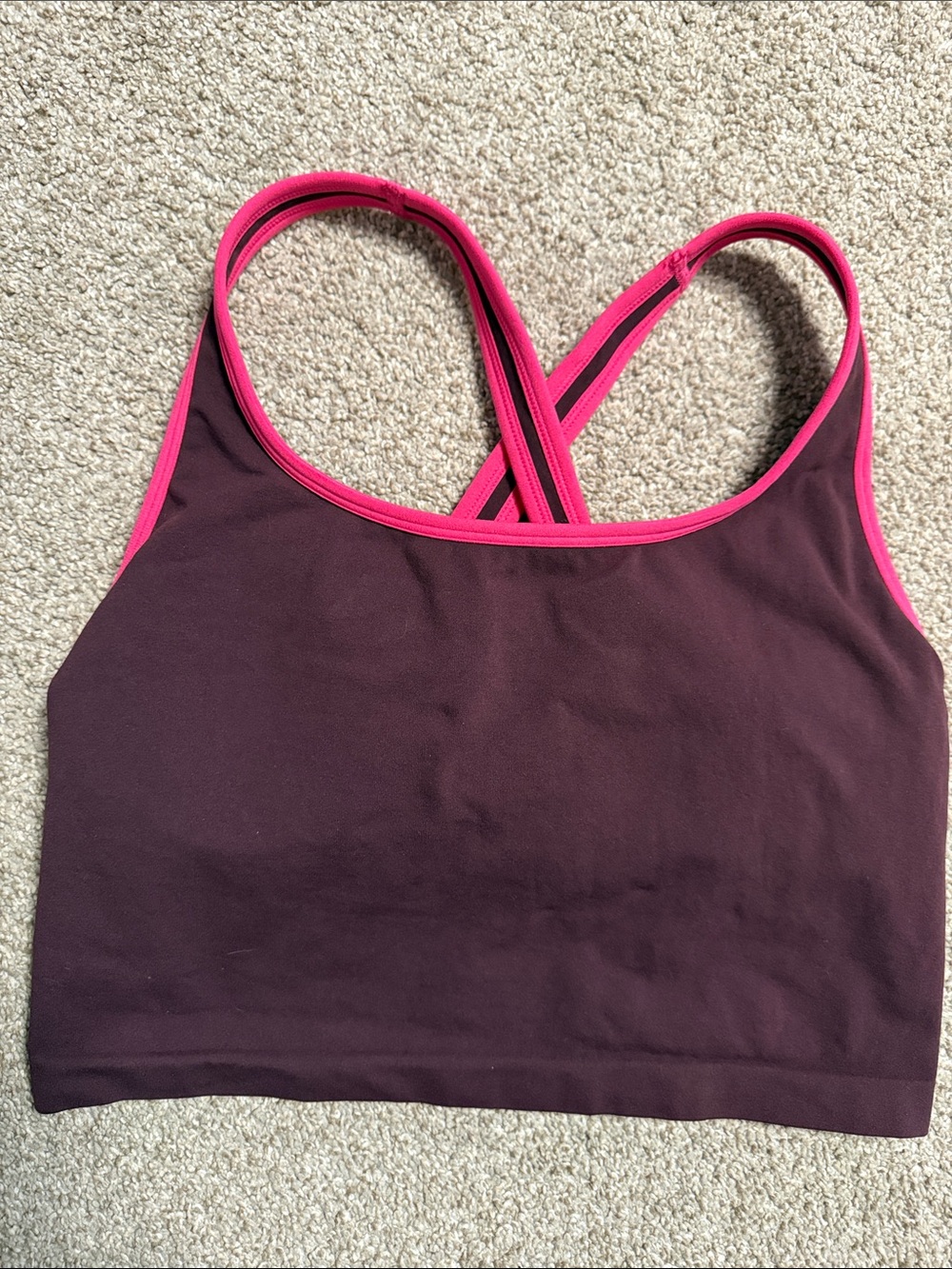 Fabletics Seamless Built-In Bra Tank - Oxblood/Pink Crush NWOT